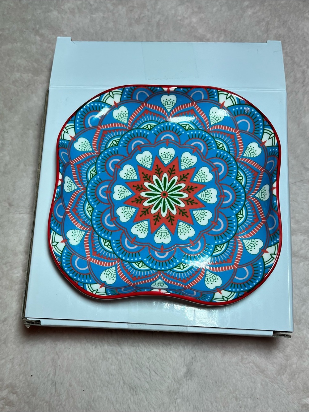 Mandala Ceramic Spoon Rest or Trinket Tray New with Box